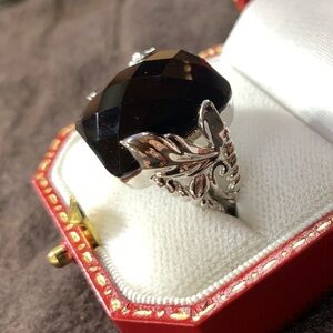 NEW Sterling Silver ONYX LARGE Faceted Cut Twisted Ring Joya Judy Crowell SIZE 8